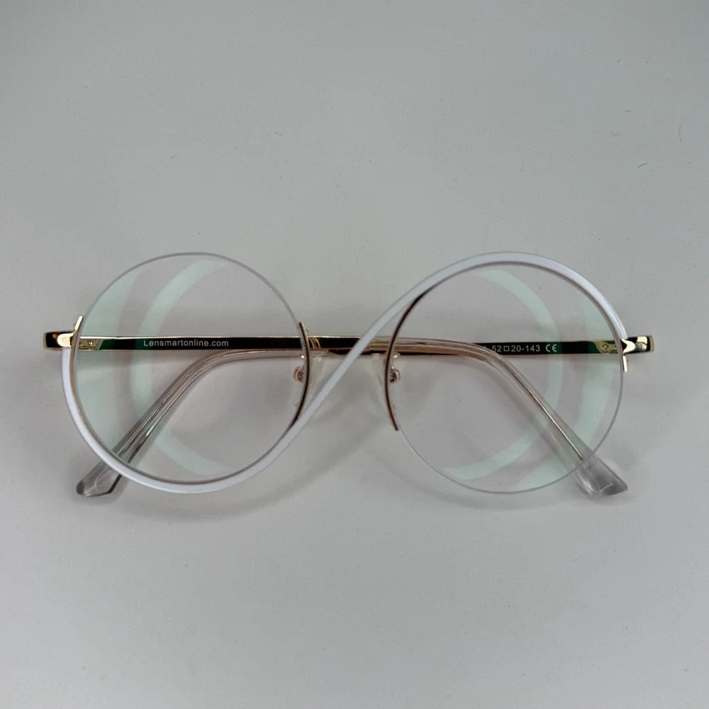 LensMart 95929 C1 Eyeglasses Frame Only‎ 52-20-143 Round White Womens
